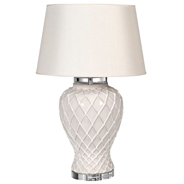 Lavender House Cream Rope Pattern Ceramic Table Lamp with Shade